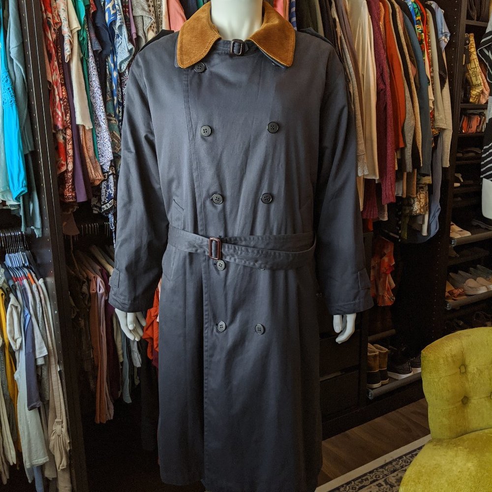 Vintage Teller Coat Corduroy Collar Removable